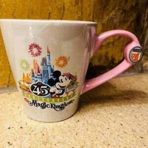 Disney Parks 45th Anniversary Magic pearl Kingdom White Ceramic Coffee Mug 12 oz